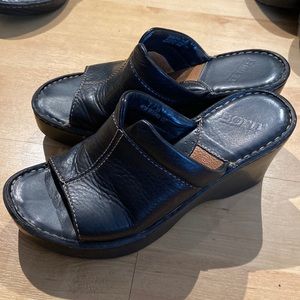 Born size 7 black wedge sandals